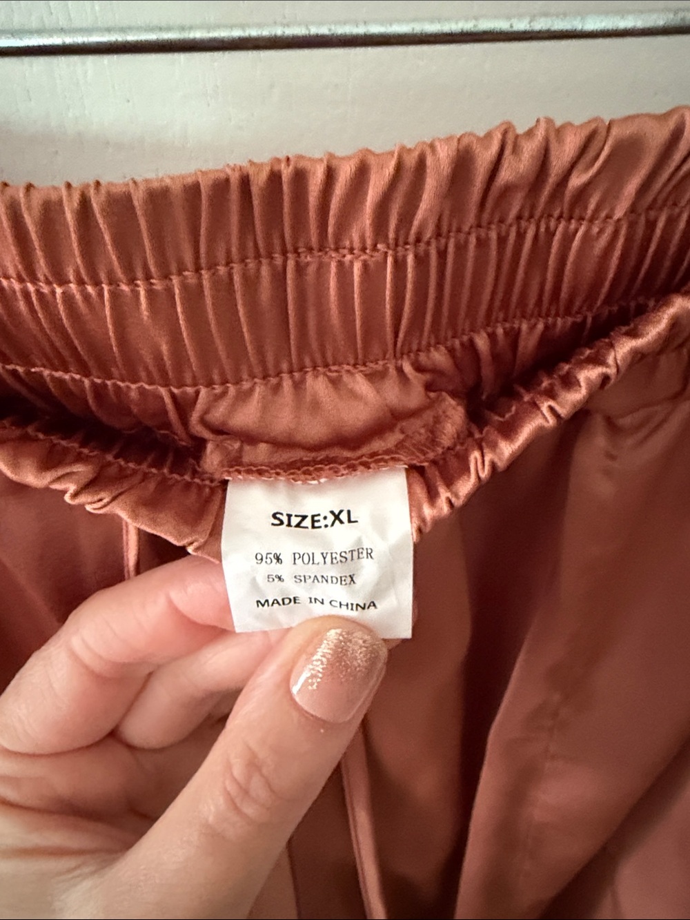 Silky Rust Drawstring Joggers - Picture 2 of 3